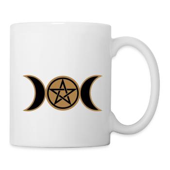 Pentakel /Pentagramm - Wicca triple moon / Mond - Tasse - Weiß - Rechts