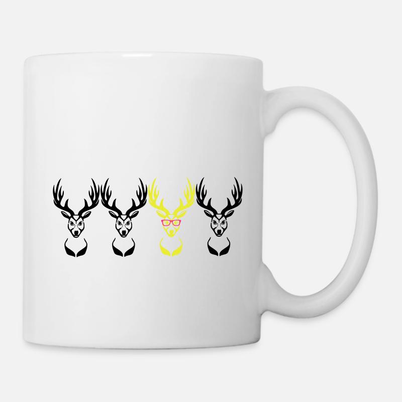 Be different! Deer head Nerd Geek 3c - Mug - white