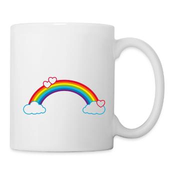 Rainbow Love Hearts Clouds Happily In Love - Mug - white - Right