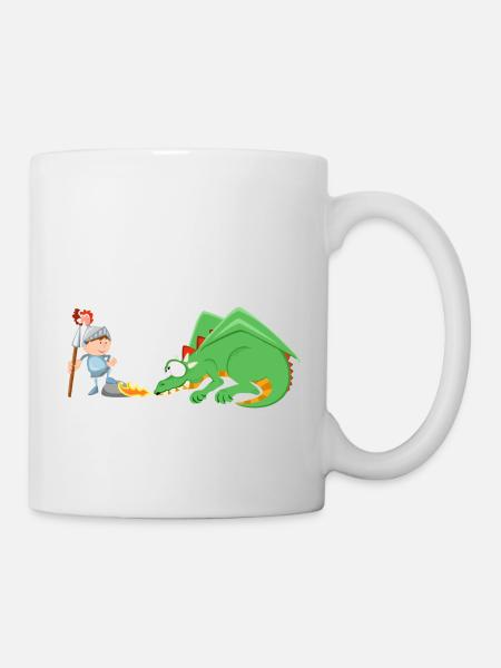 Ritter und Drache - Tasse - Weiß
