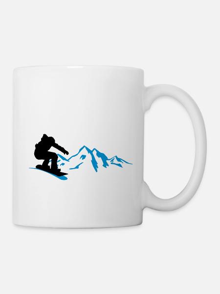 Snowboarder Berge - Tasse - Weiß