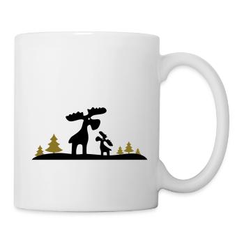Weihnachten - Elche - Tasse - Weiß - Rechts