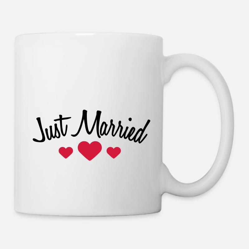 Just Married Hearts Logo Design - Mug blanc - blanc