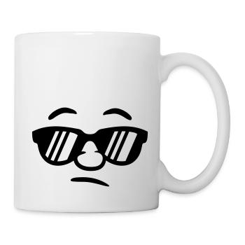 Cool sunglasses guy smiley face - Mug - white - Right