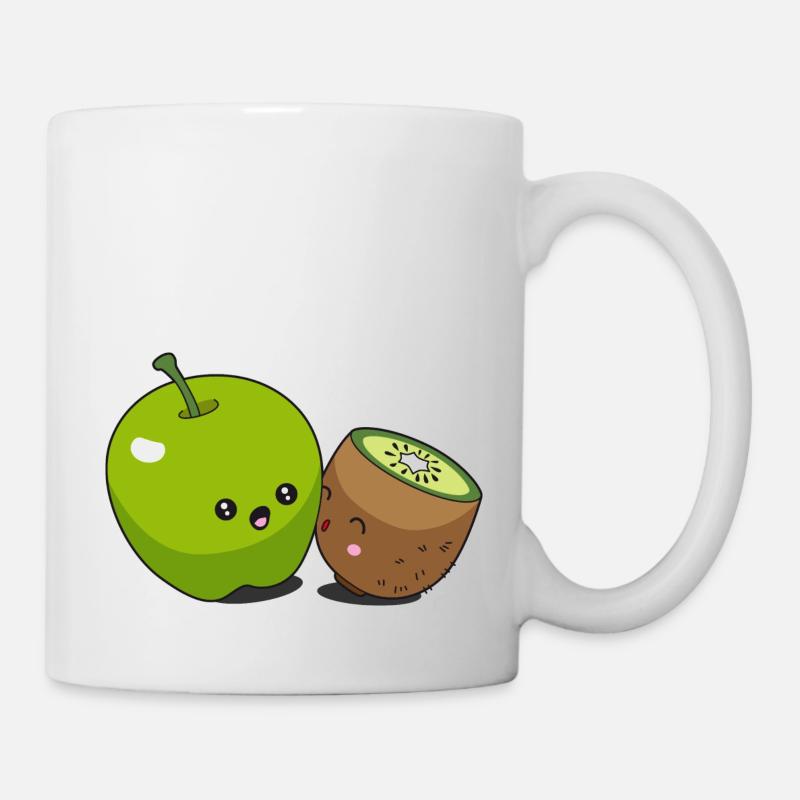 Apfel Kiwi Kawaii - Tasse - Weiß