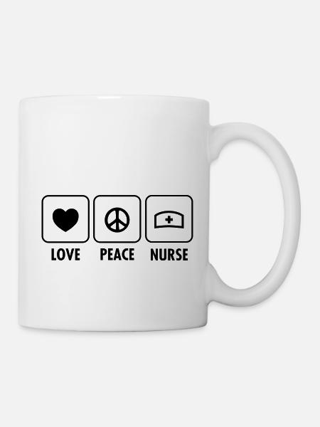 Love, Peace, Nurse - Mug blanc - blanc