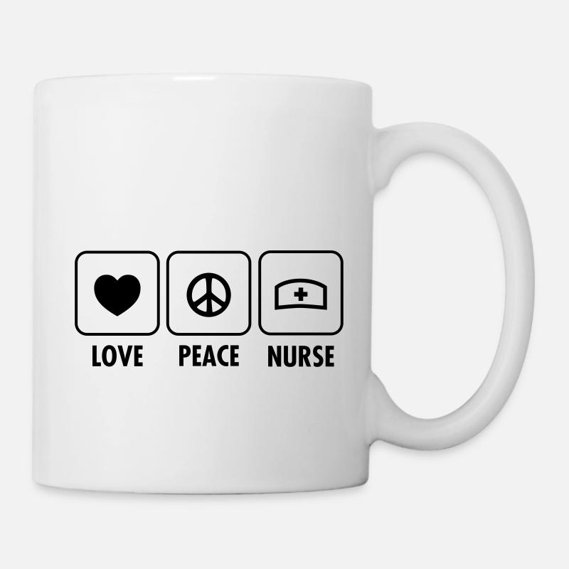 Love, Peace, Nurse - Mug blanc - blanc