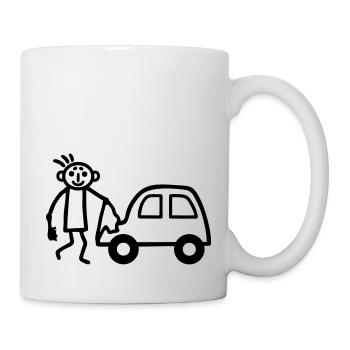 Strichmännchen Autowäsche - Tasse - Weiß - Rechts