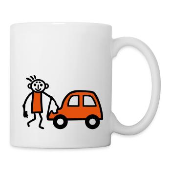 Strichmännchen Autowäsche - V2 - Tasse - Weiß - Rechts