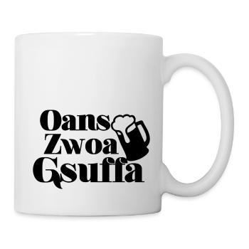 Oans Zwoa Gsuffa - - Wiesn - Tasse - Weiß - Rechts