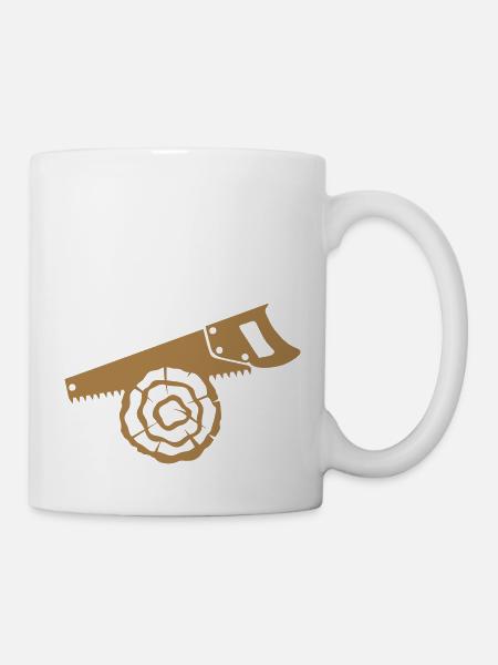 Säge Holz Log Zweig - Tasse - Weiß