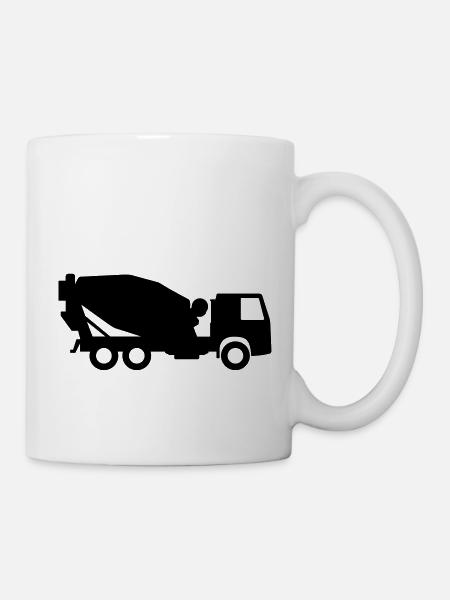 Betonmischer der aus Zement Beton mischt - Tasse - Weiß