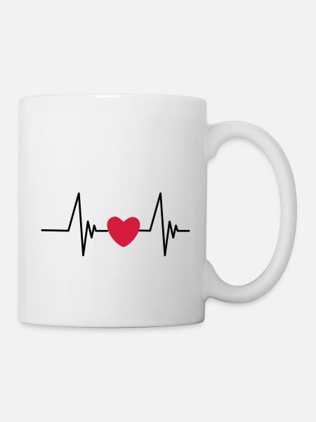 Coeur Puls fréquence Fréquence Cardiaque Fréquence cardiaque Clipart - Mug blanc - blanc
