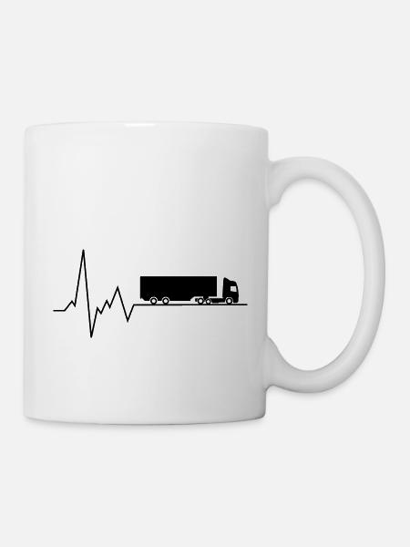 herzschlag aufleger lkw - Tasse - Weiß