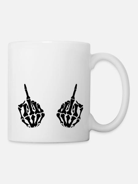 hands middlefinger - Tasse - Weiß