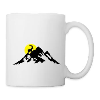 Berg und Steinbock bei Sonnenaufgang - Tasse - Weiß - Rechts