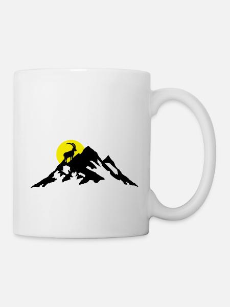 Mountain and Ibex at Sunrise - Mug blanc - blanc