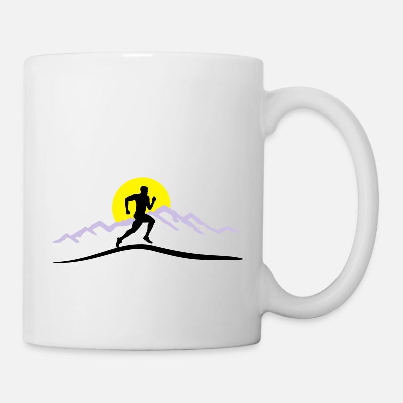 Laufen, Läufer und Berge mit Sonne - Tasse - Weiß