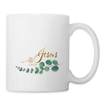 beloved font with rose eucalyptus Jesus - Mug - white - Right