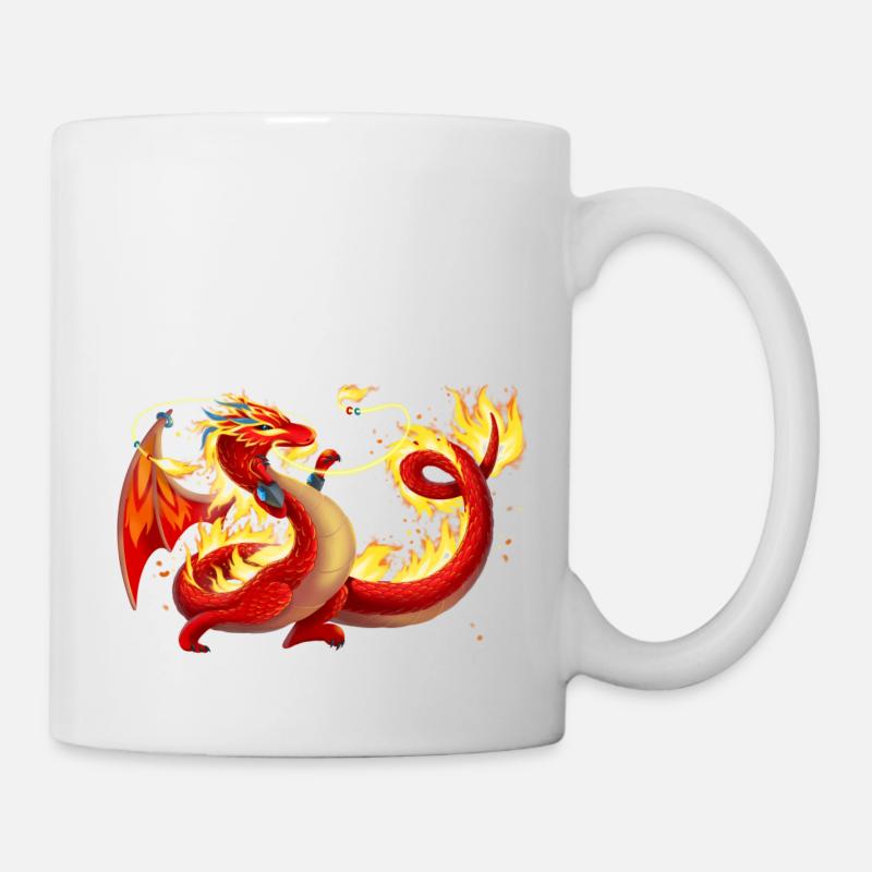 Magical fire dragon - dragon of the elements - Mug - white