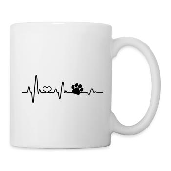 Hund Herzschlag EKG Pfote Hundeliebhaber lustig - Tasse - Weiß - Rechts