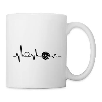 Herzschlag Volleyball EKG Volleyballer Geschenkide - Tasse - Weiß - Rechts