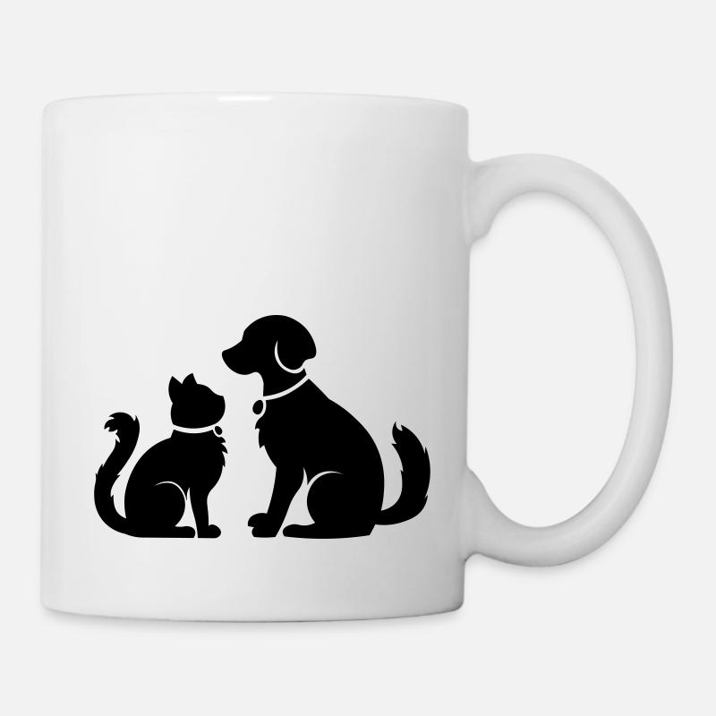 Chat chien ensemble - chat chien ensemble - animaux de compagnie - Mug blanc - blanc