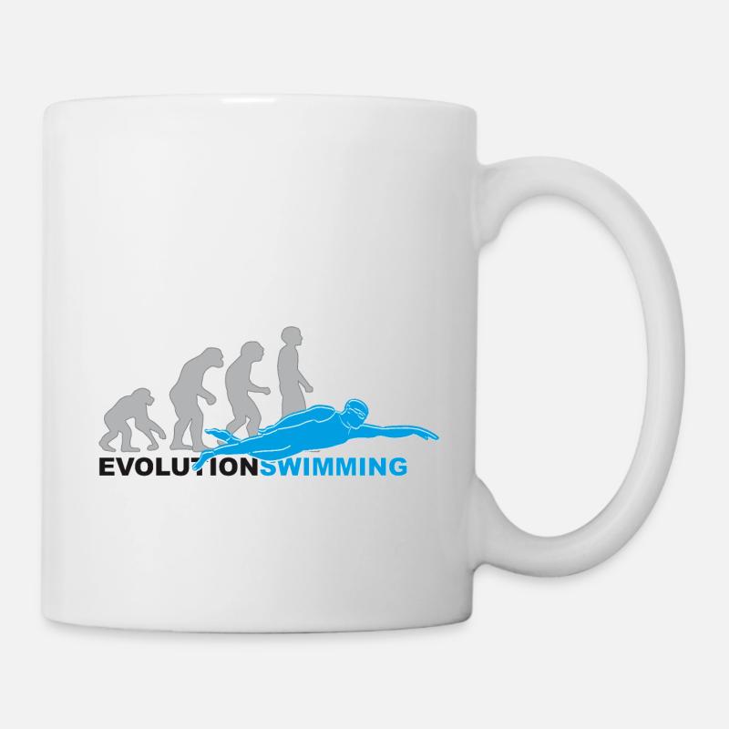 evolution swimming, swim, schwimmen, Schwimmer - Tasse - Weiß