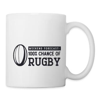 Weekend forecast 100 chance of rugbyman - Tasse - Weiß - Rechts