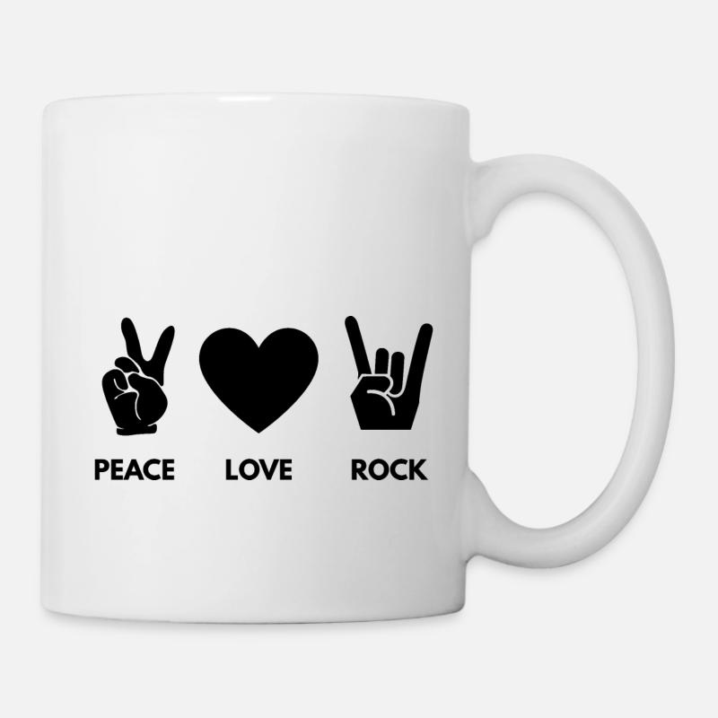 Peace Love Rock - Tasse - Weiß