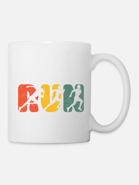Run Retro Running Vintage Runner Endurance Fitness - Mug - white