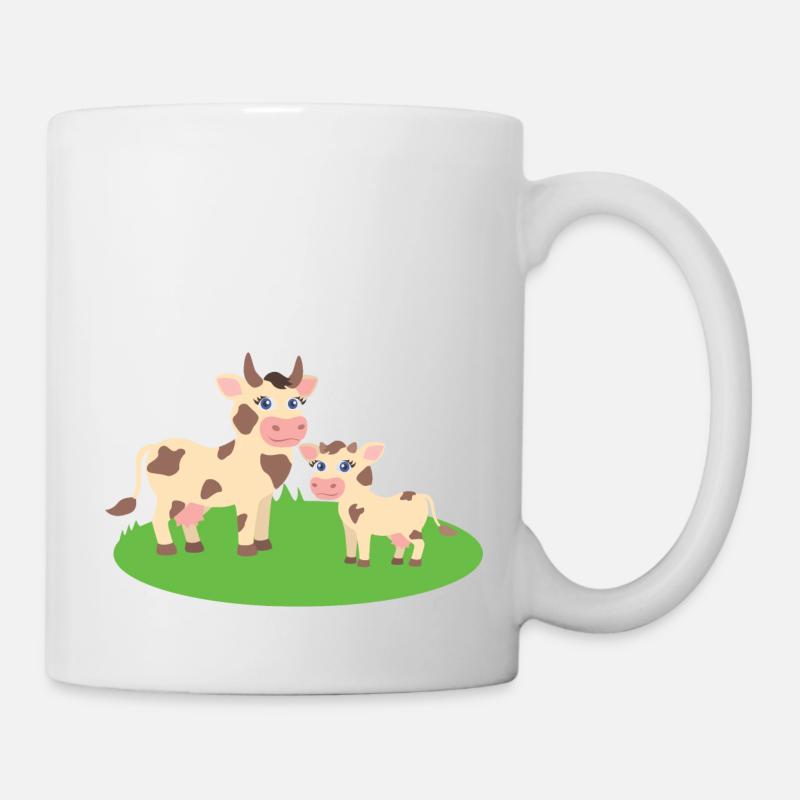 Kuh mit Kalb - Tasse - Weiß