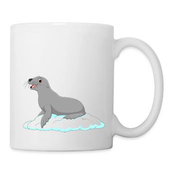 Seal laughing seal lake dog ice floe polar - Mug - white - Right