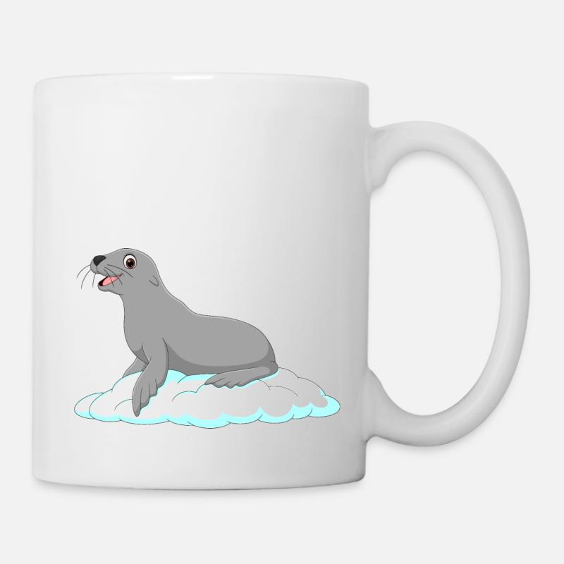 Robbe lachender Seehund See Hund Eisscholle Polar - Tasse - Weiß