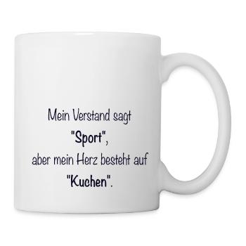 Lustiges Design / Lustiger Spruch / Sport & Kuchen - Tasse - Weiß - Rechts