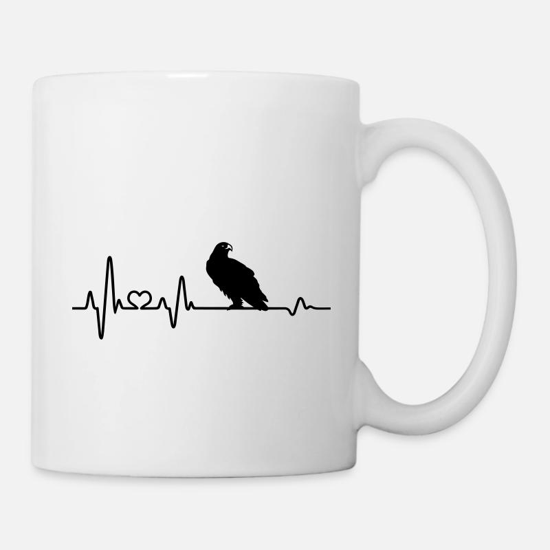 Herzschlag Adler Raubvogel EKG - Tasse - Weiß