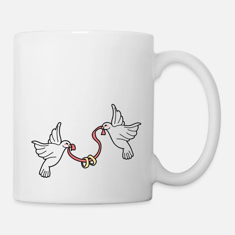 Bagues de mariage pigeons - Mug blanc - blanc