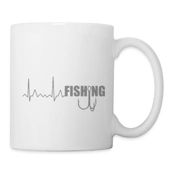 Fishing Herzschlag EKG Puls Angeln Haken - Tasse - Weiß - Rechts