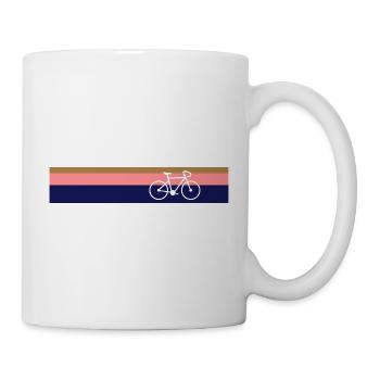 Vélo de route - Rétro - 3 arrière-plans colorés - Mug blanc - blanc - Droite
