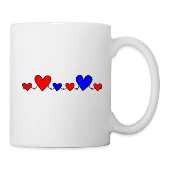 Family 4 Children Parents 1 Son 3 Daughters Hearts - Mug - white - Right