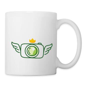 Kamera mit Flügeln und Krone grün - Tasse - Weiß - Rechts