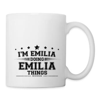 Je suis Emilia en train de faire des choses Emilia - Mug blanc - blanc - Droite