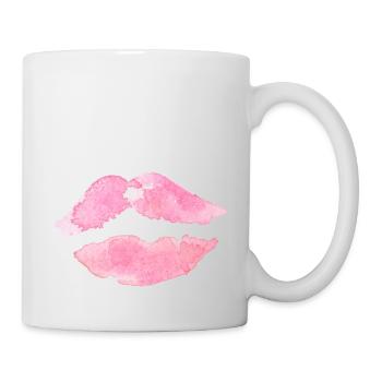Mund Lippen Rosa Kuss Geschenk Geschenkidee - Tasse - Weiß - Rechts