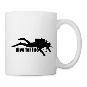 Diver Silhouette – Freediving Minimal Art - Tasse - Weiß - Rechts