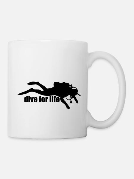 Diver Silhouette – Freediving Minimal Art - Tasse - Weiß