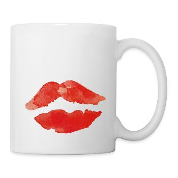 Bouche Lèvres Rouge Baiser Idée Cadeau - Mug blanc - blanc - Droite