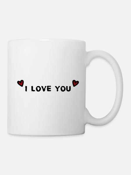 I LOVE YOU. SAINT VALENTIN. JE T'AIME. I LOVE YOU. - Mug blanc - blanc