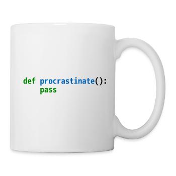 def procrastinate pass Lustiges Python Code Design - Tasse - Weiß - Rechts