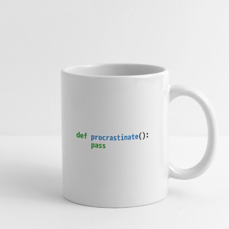 def procrastiner passer Funny Python Code Design Mug blanc