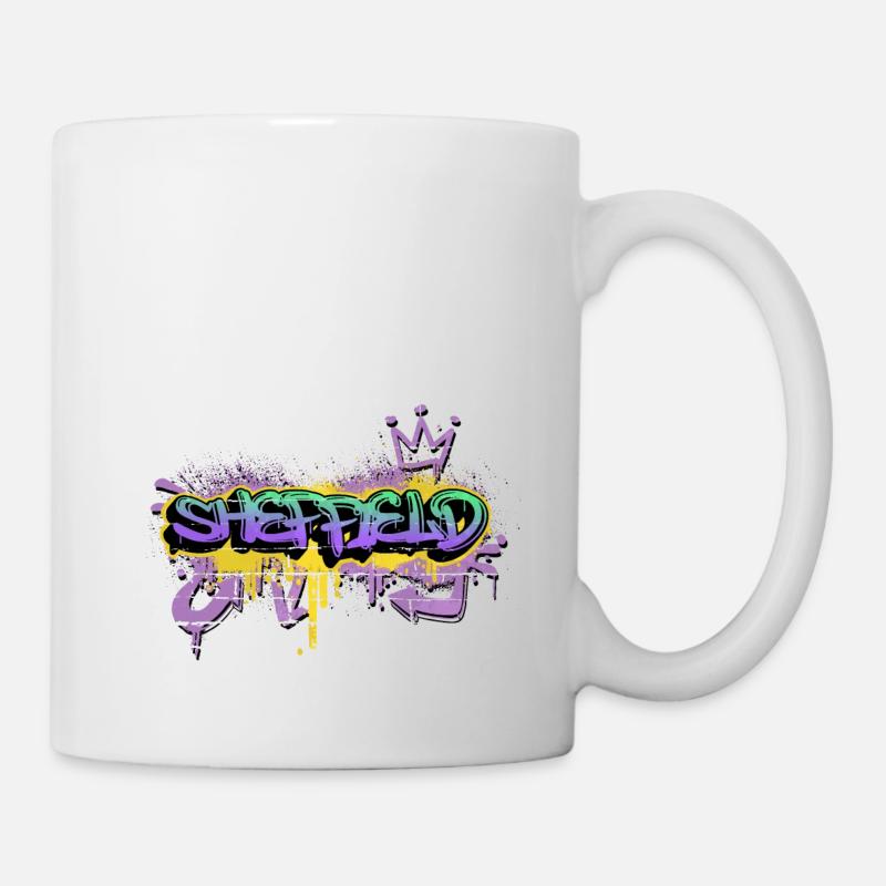 Sheffield England UK Stadt Graffiti Spray Sprayer - Tasse - Weiß